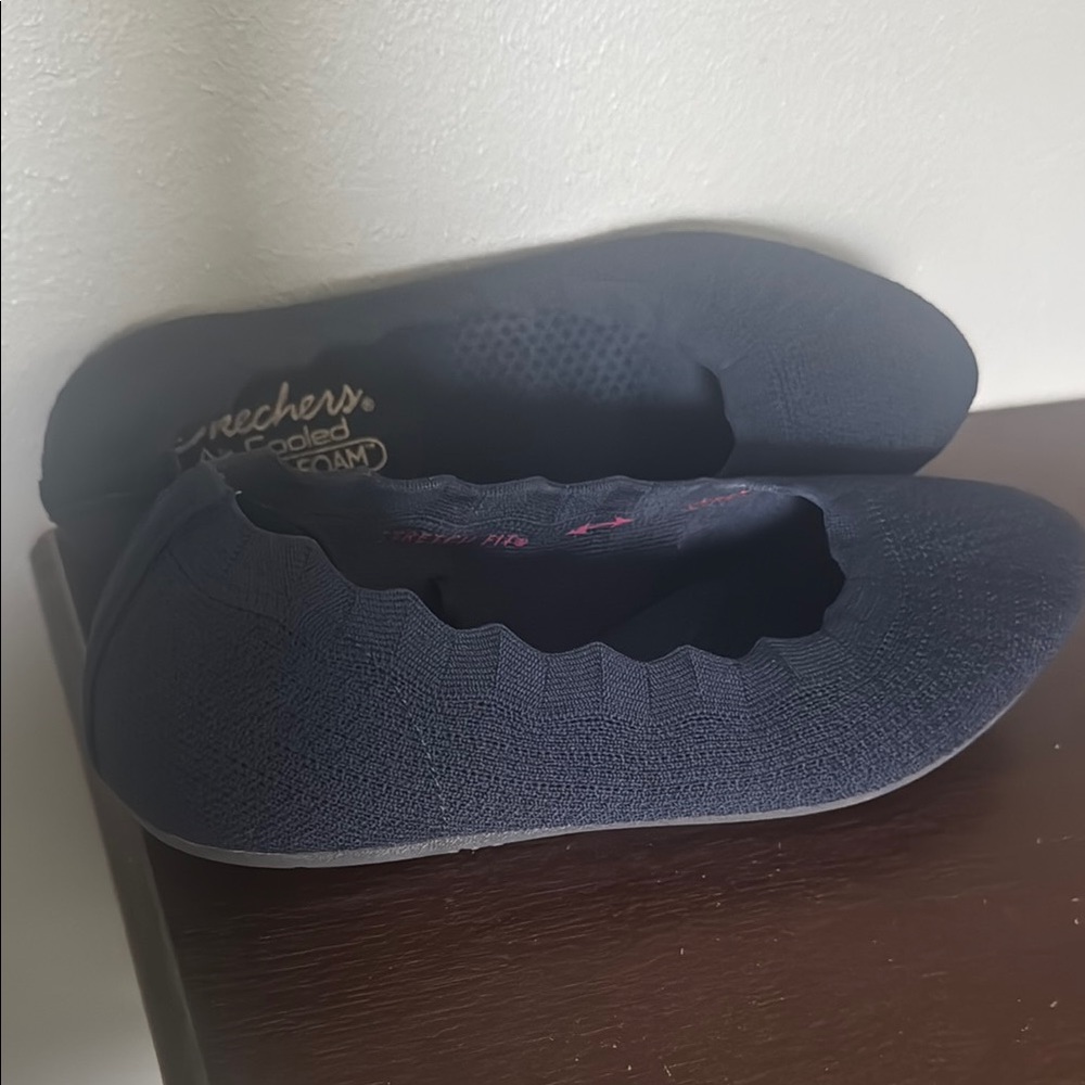 Skechers Dark Blue Knit Slip-On Shoes